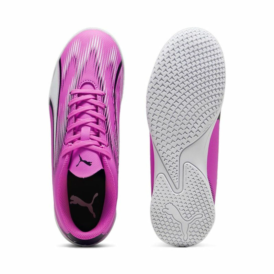 Puma Ultra Play Kinder-Hallenfußballschuhe Weiß/Pink – Detailansicht 1