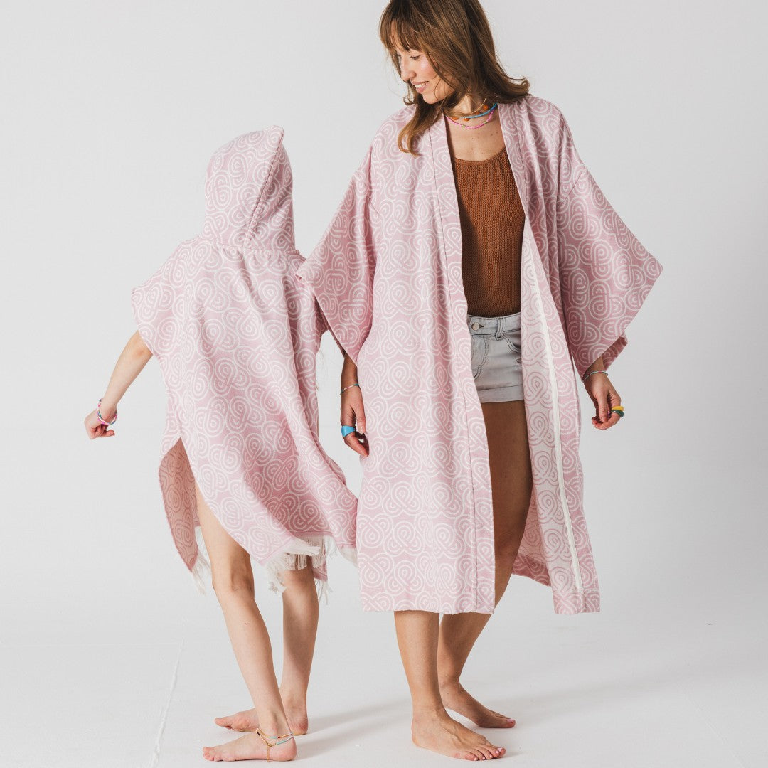 Bambus Kinder-Badeponcho – Rosa – Detailansicht 1