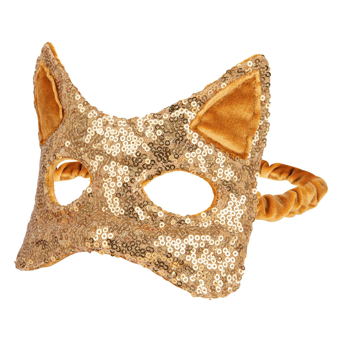Katzenmaske mit Pailletten – Gold – Detailansicht 3