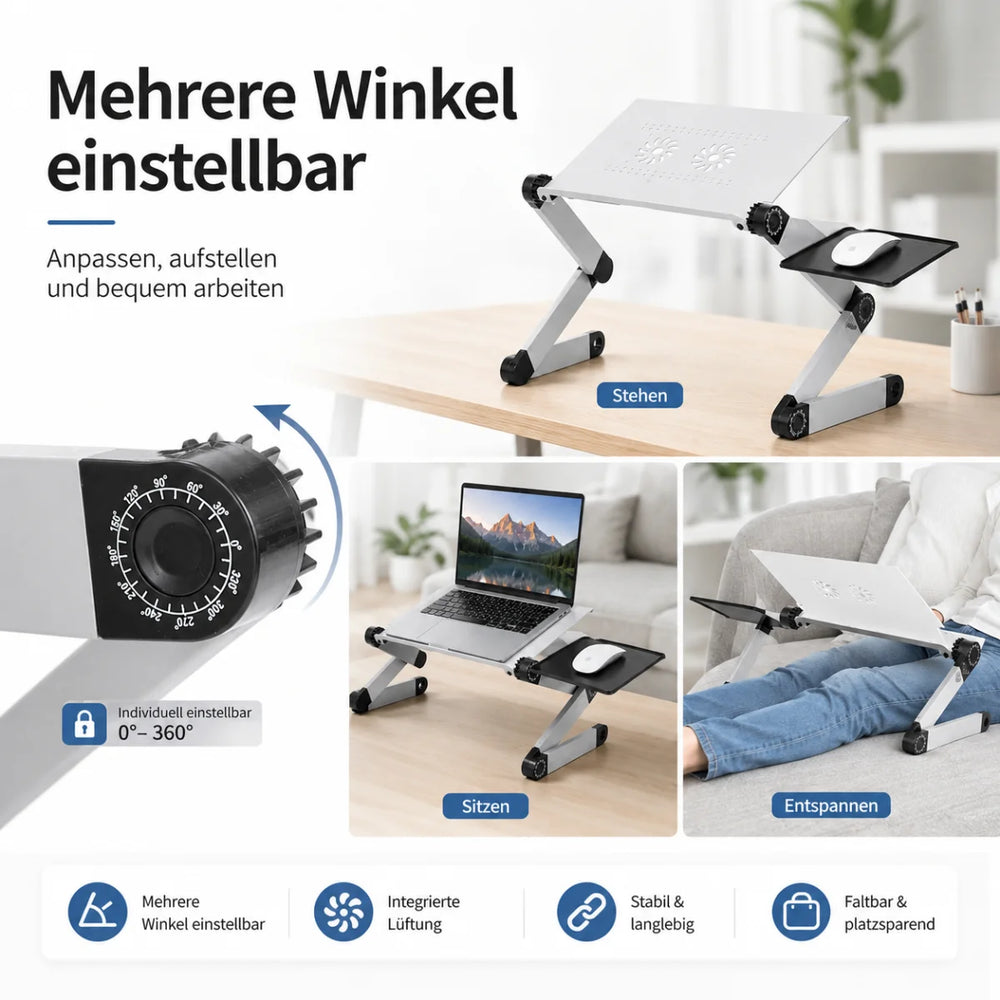 Laptop-Tisch mit Mausablage verstellbar – Detailansicht 5