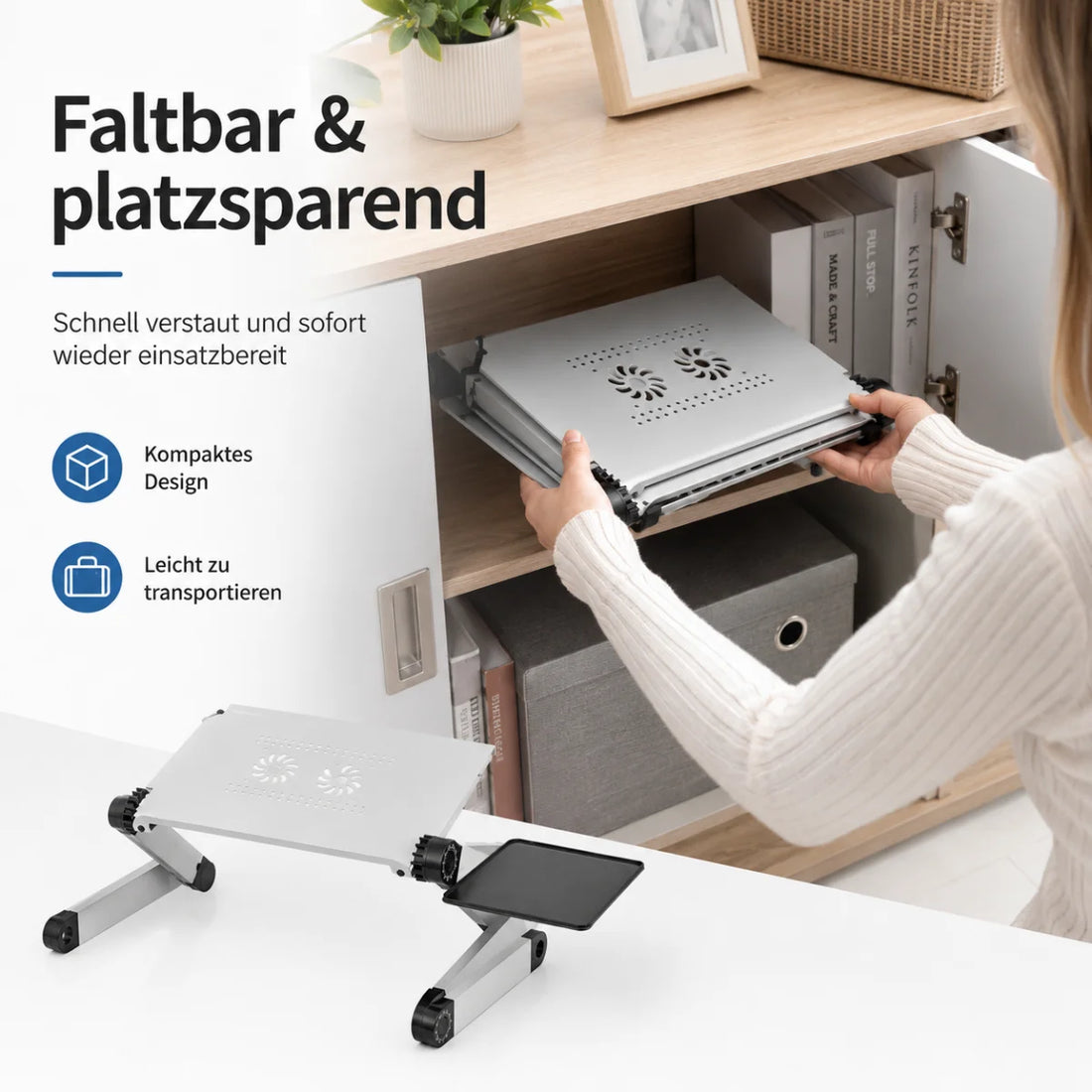 Laptop-Tisch mit Mausablage verstellbar – Detailansicht 4