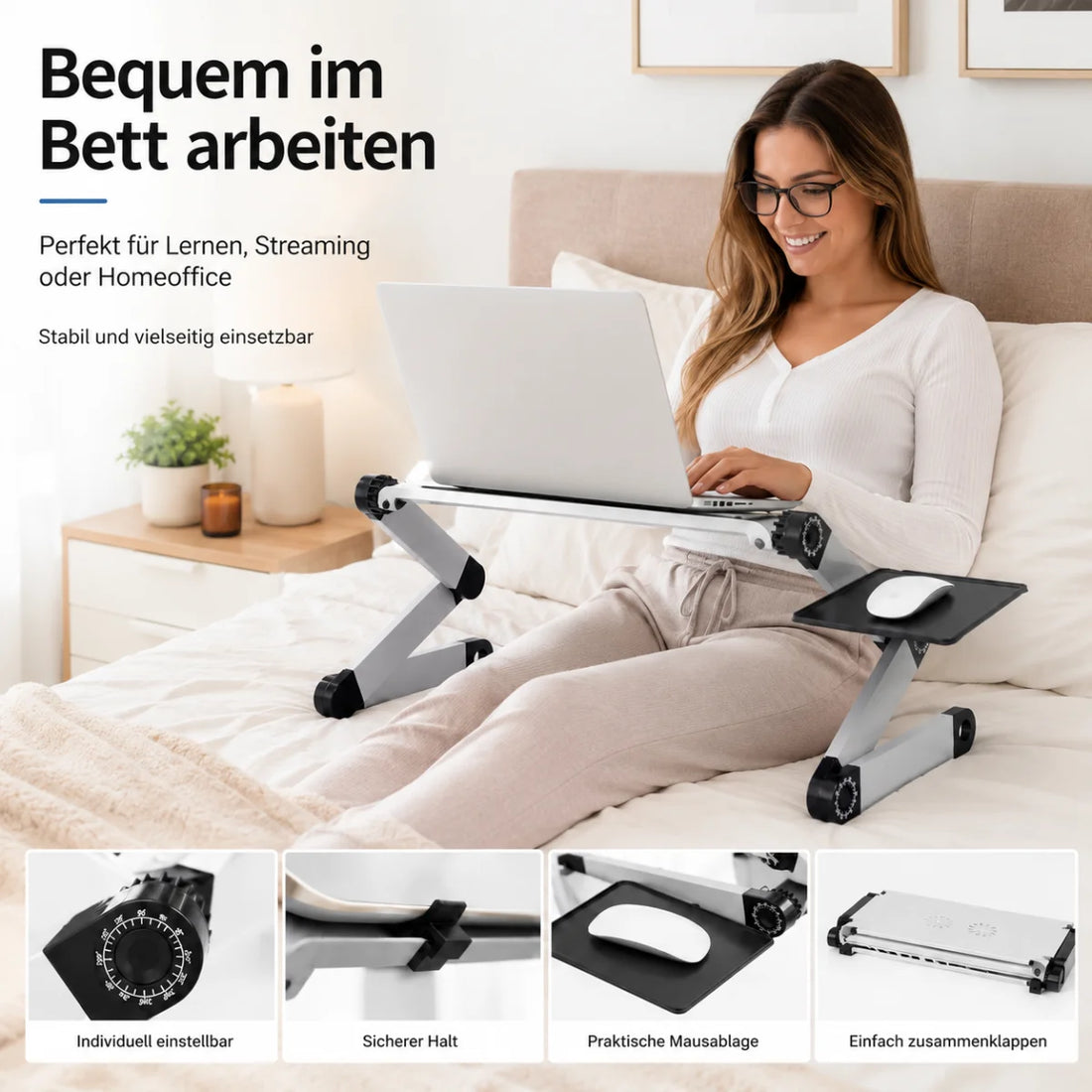 Laptop-Tisch mit Mausablage verstellbar – Detailansicht 5