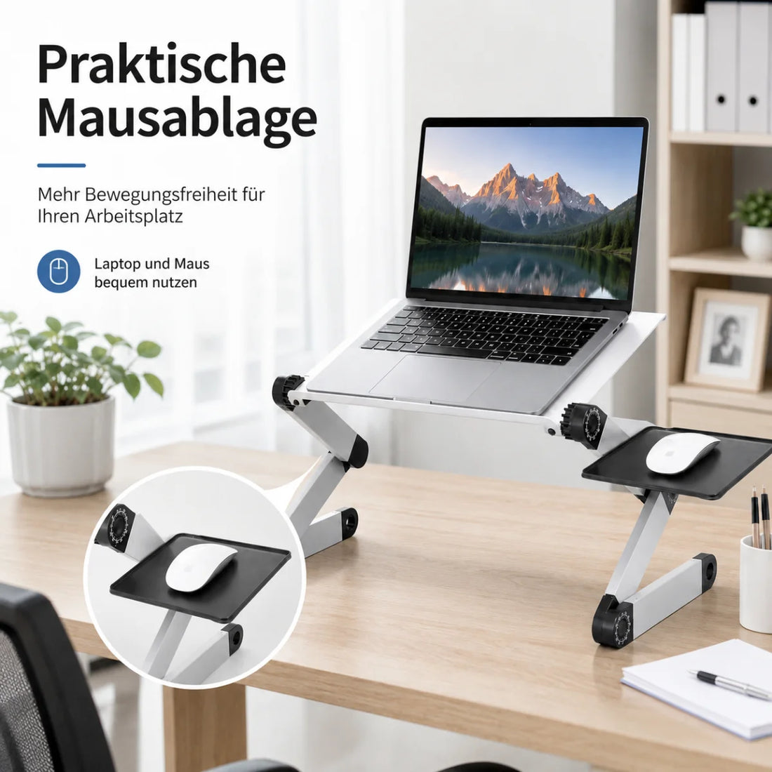 Laptop-Tisch mit Mausablage verstellbar – Detailansicht 3