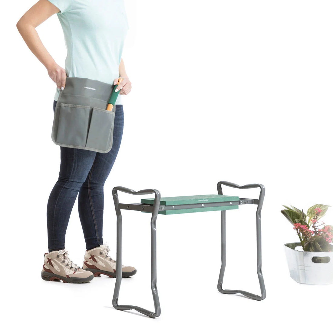 3-in-1 Garten-Kniebank Situl mit Werkzeugtasche – Detailansicht 3