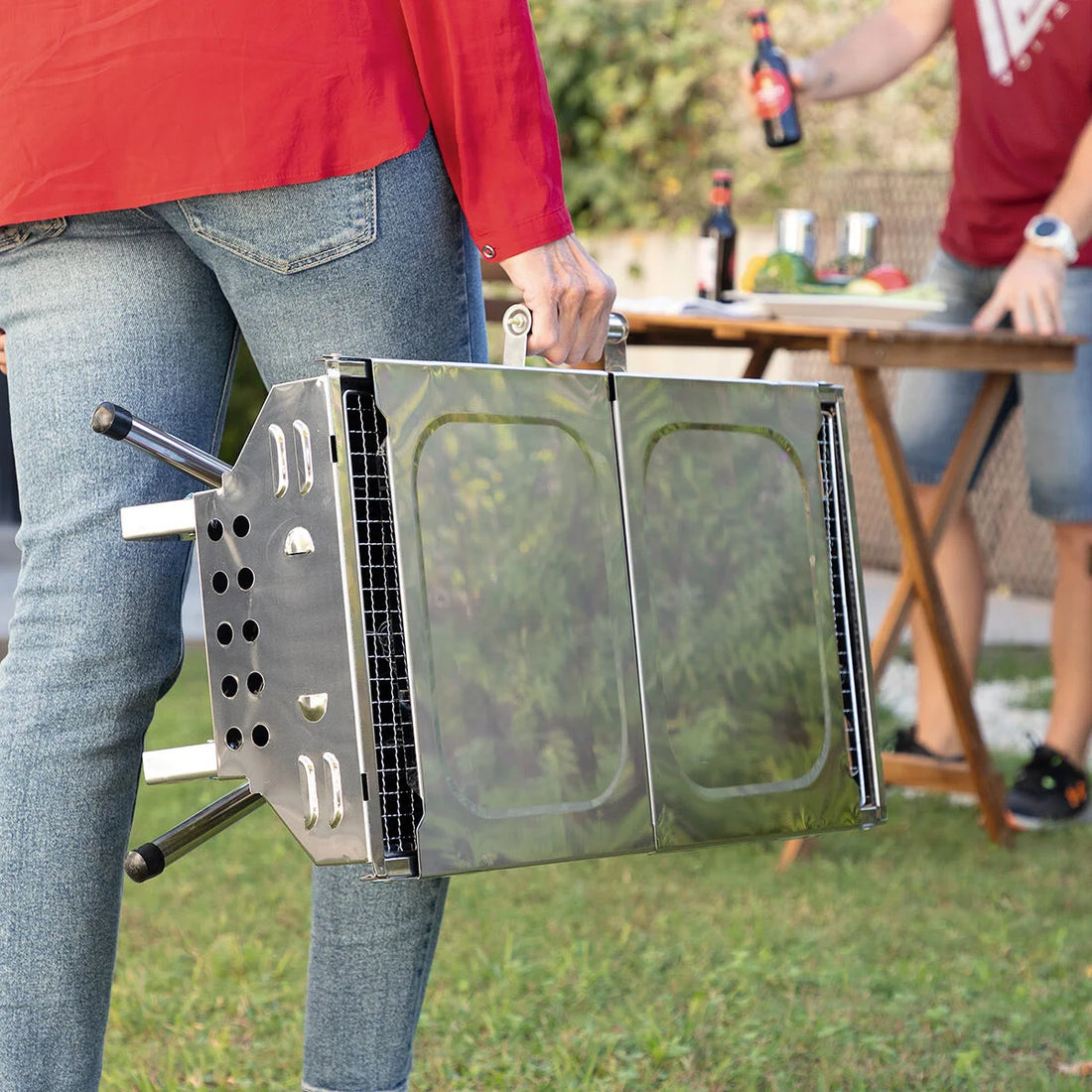ExelQ klappbarer Holzkohlegrill aus Edelstahl – Detailansicht 1