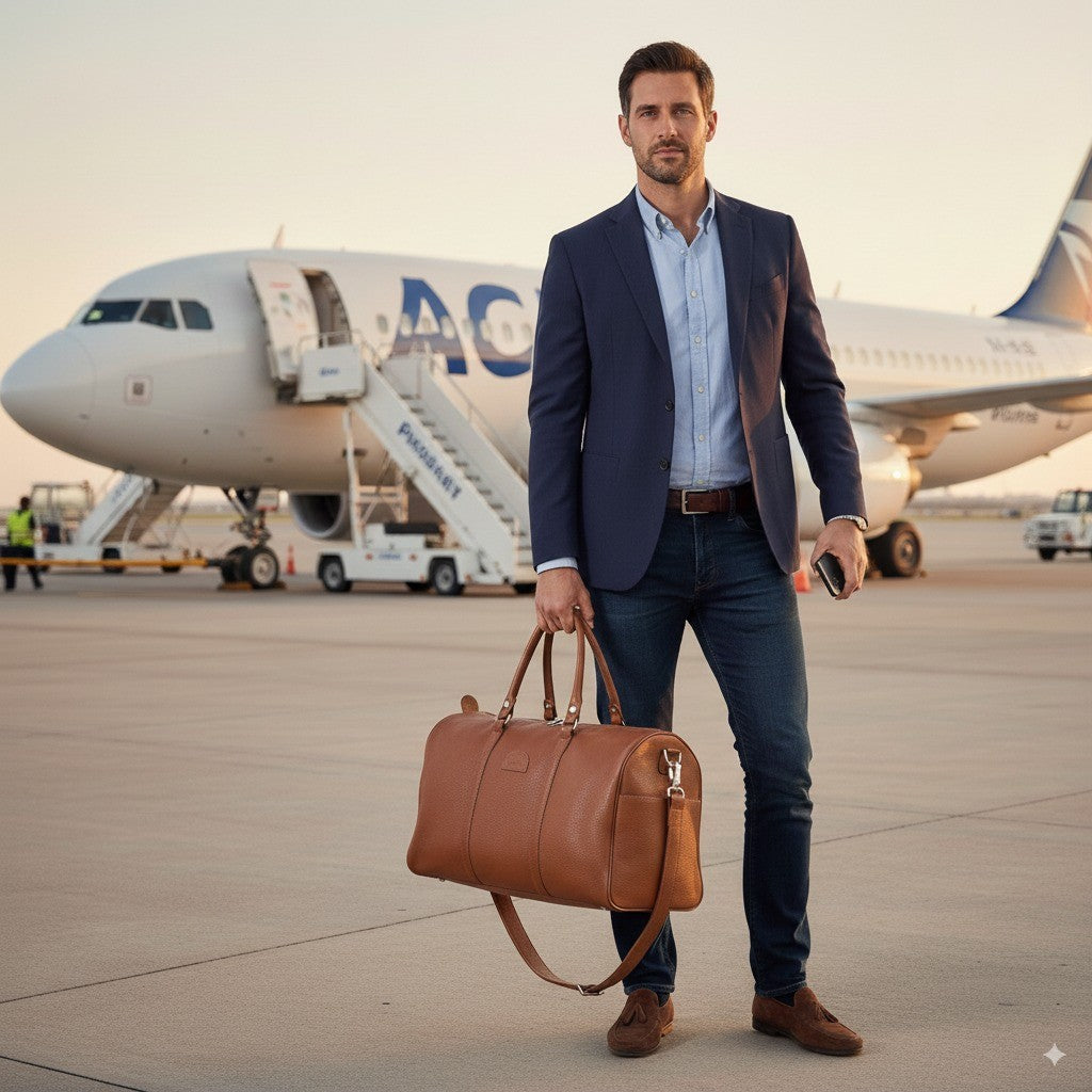 Leder – Reisetasche 20L – Hellbraun – Detailansicht 1