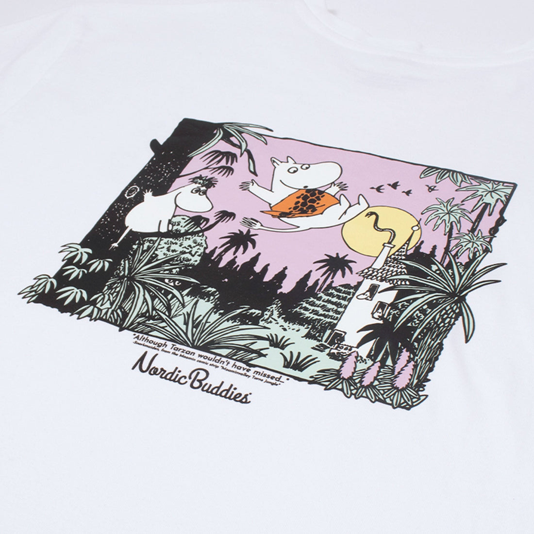 Schweres Unisex-T-Shirt Moomintroll Jungle – Weiß – Detailansicht 4