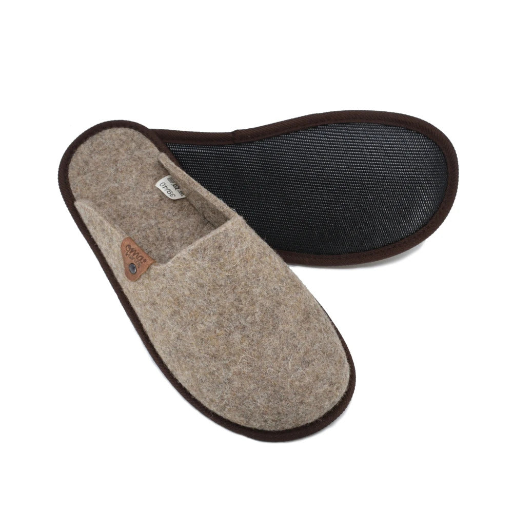 Naturfilz Hausschuhe Pelsi – Braun – Detailansicht 1