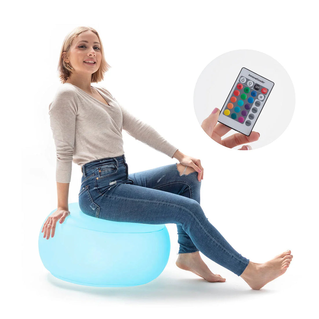 Pulight aufblasbarer LED-Hocker mit Fernbedienung – Detailansicht 5