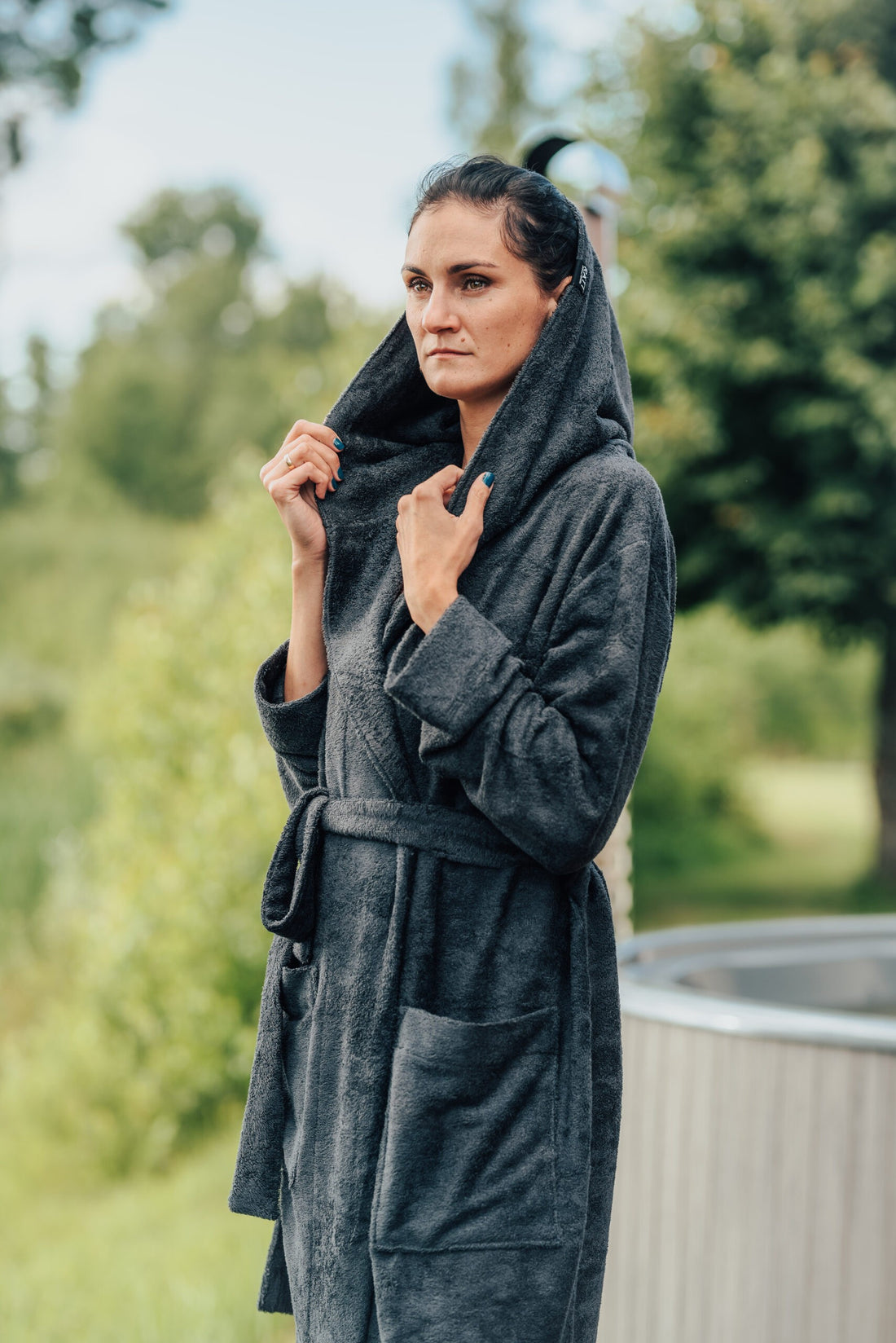 Unisex – Kapuzenbademantel – Bambus-Frottee – Detailansicht 2