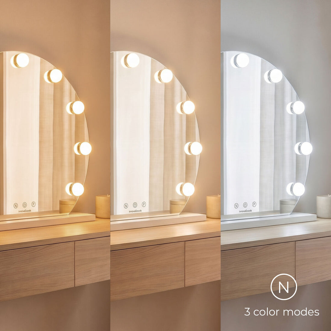 Gloette LED-Schminkspiegel Rund – Detailansicht 1