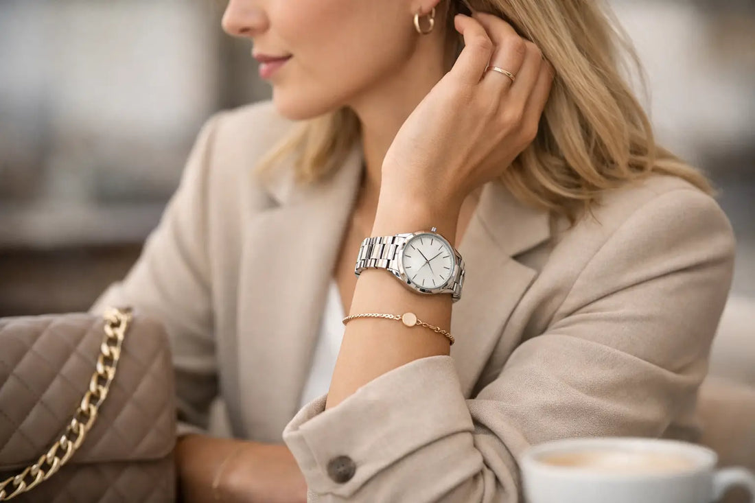 Damen Armbanduhr Edelstahl kombinieren leicht