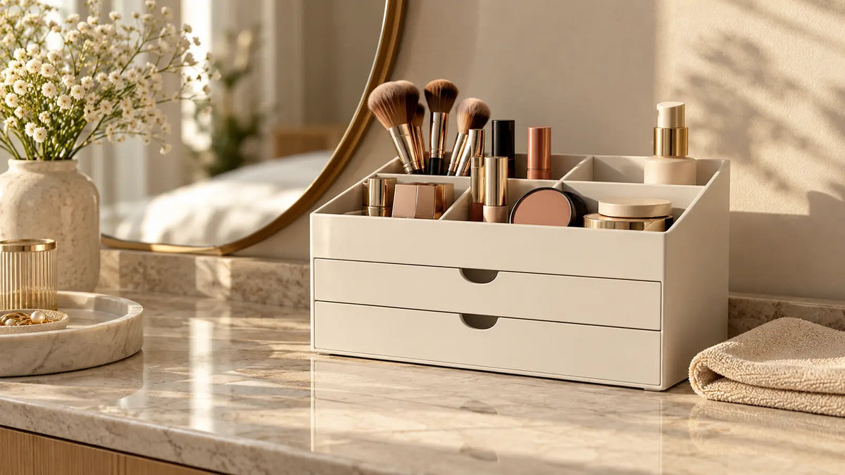 Make-up-Organizer im Drei-Zonen-System einräumen
