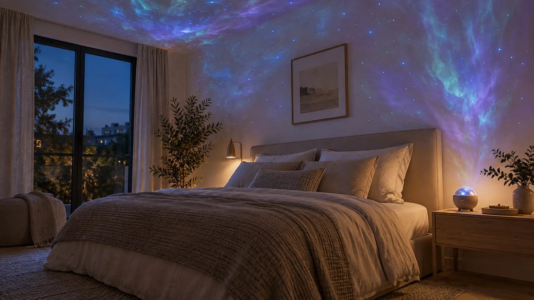 Sternenprojektor im Schlafzimmer mit Lichtstimmung