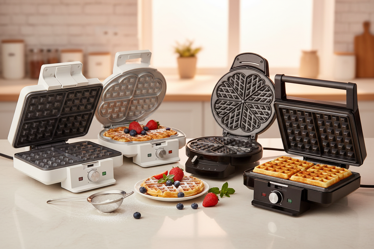 Waffeleisen für frische Waffeln - Elektrische Waffeleisen für Herzwaffeln und belgische Waffeln für Frühstück und Desserts bei AWK Flagship