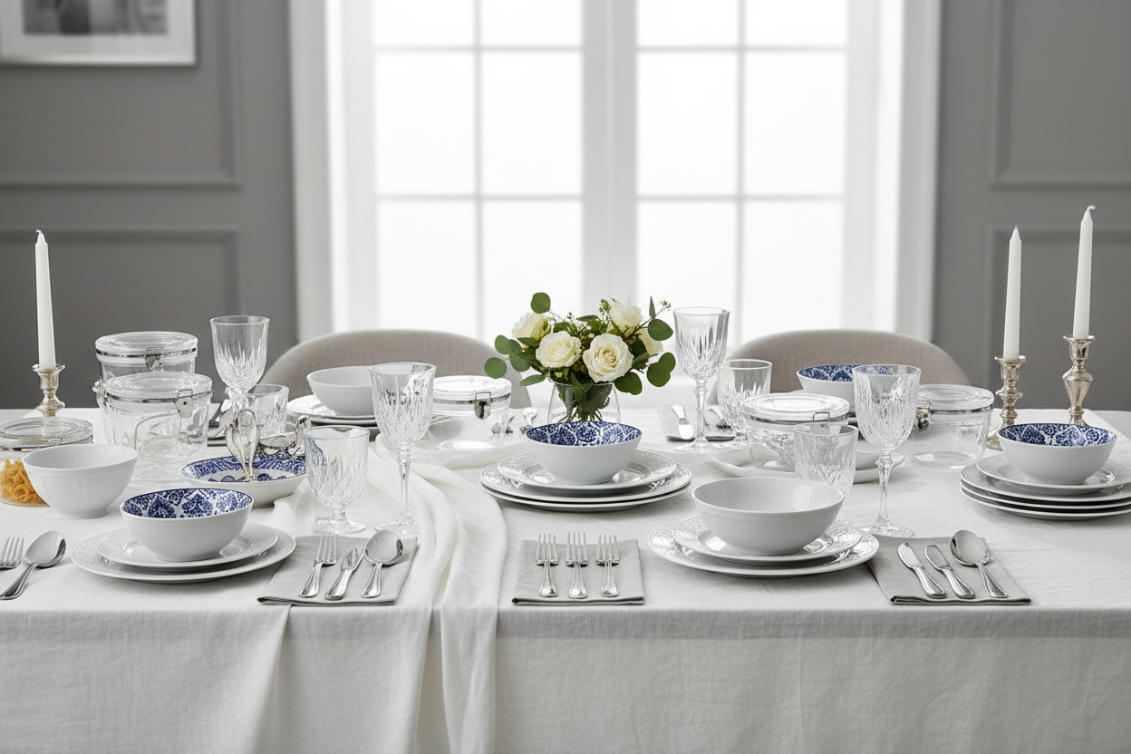 Besteck, Geschirr und Glaswaren