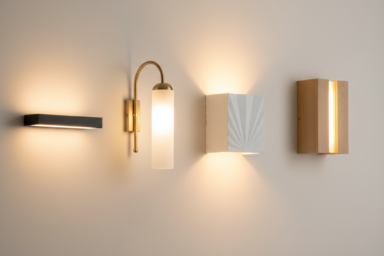 Moderne Wandleuchten für Innenräume mit LED-Wandlampen in Gold, Weiß, Schwarz und Holz für Wohnzimmer, Schlafzimmer und Flur