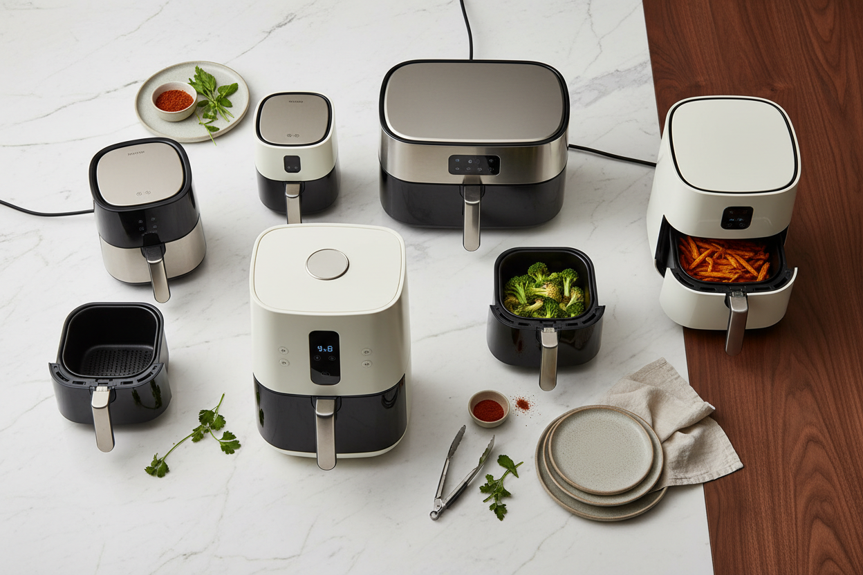 Heißluftfritteusen – Moderne Airfryer für fettarmes Kochen, knusprige Pommes und gesunde Küche