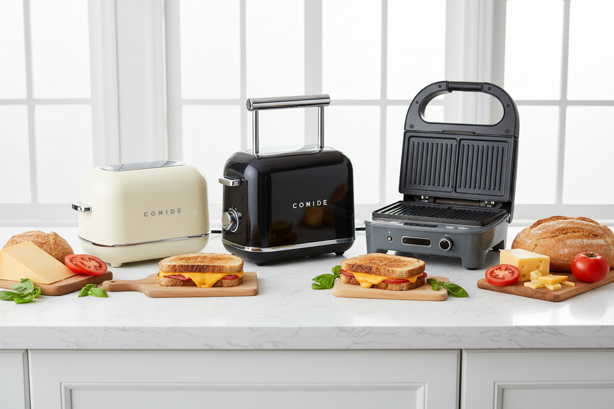 Sandwichtoaster und Sandwichmaker mit Antihaftbeschichtung für knusprige Toasts, Panini und warme Sandwiches – schnell, einfach und perfekt für Frühstück und Snacks