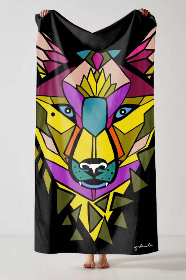 Handtuch Bunter Wolf – Schwarz – Produktansicht 2