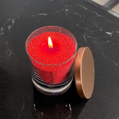 Duftfreie Pulverkerze im Glas – Rot 160 g – Detailansicht 1