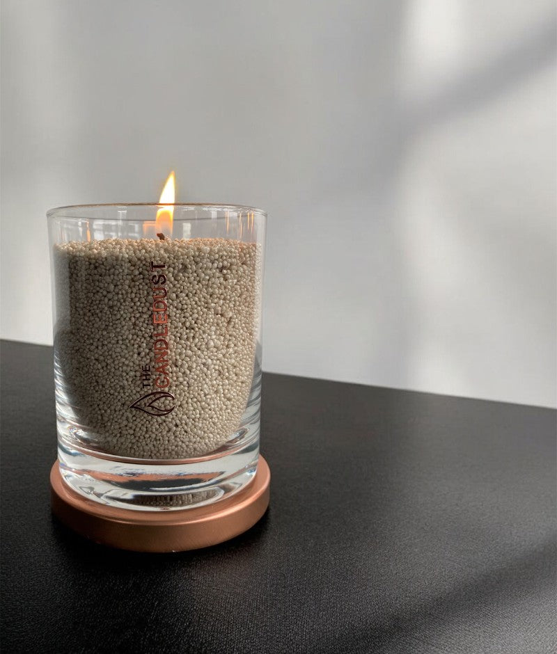 Duftfreie Pulverkerze im Glas – Olivgrün 160 g – Detailansicht 1