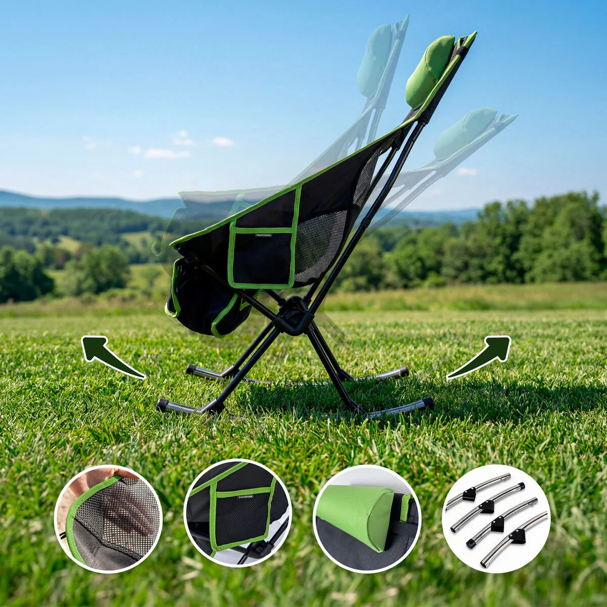 Trillow Camping-Schaukelstuhl klappbar bis 120 kg – Produktansicht 3