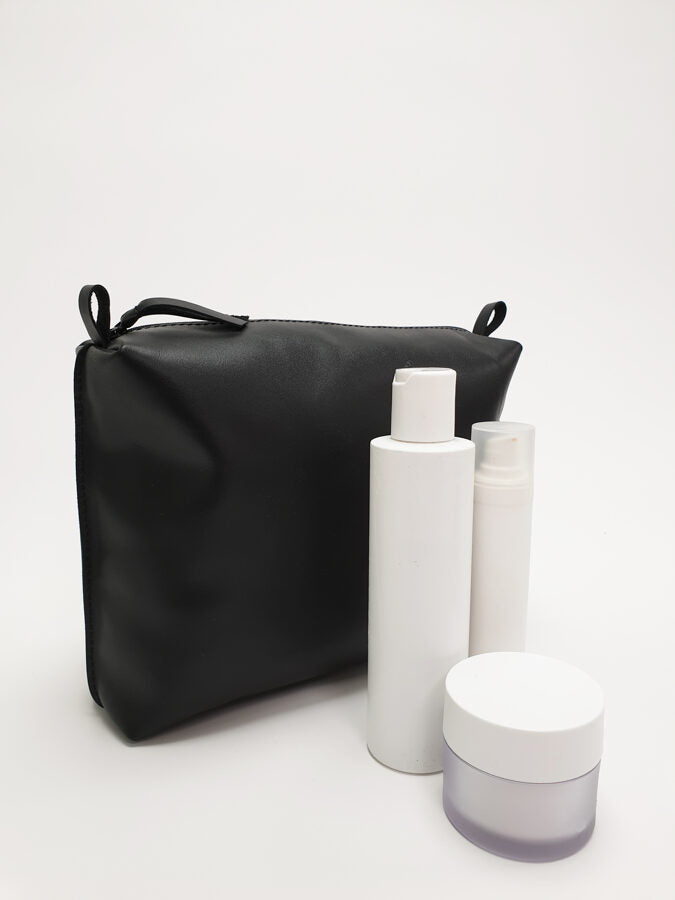 Leder-Kosmetiktasche – Schwarz, groß – Produktansicht 4