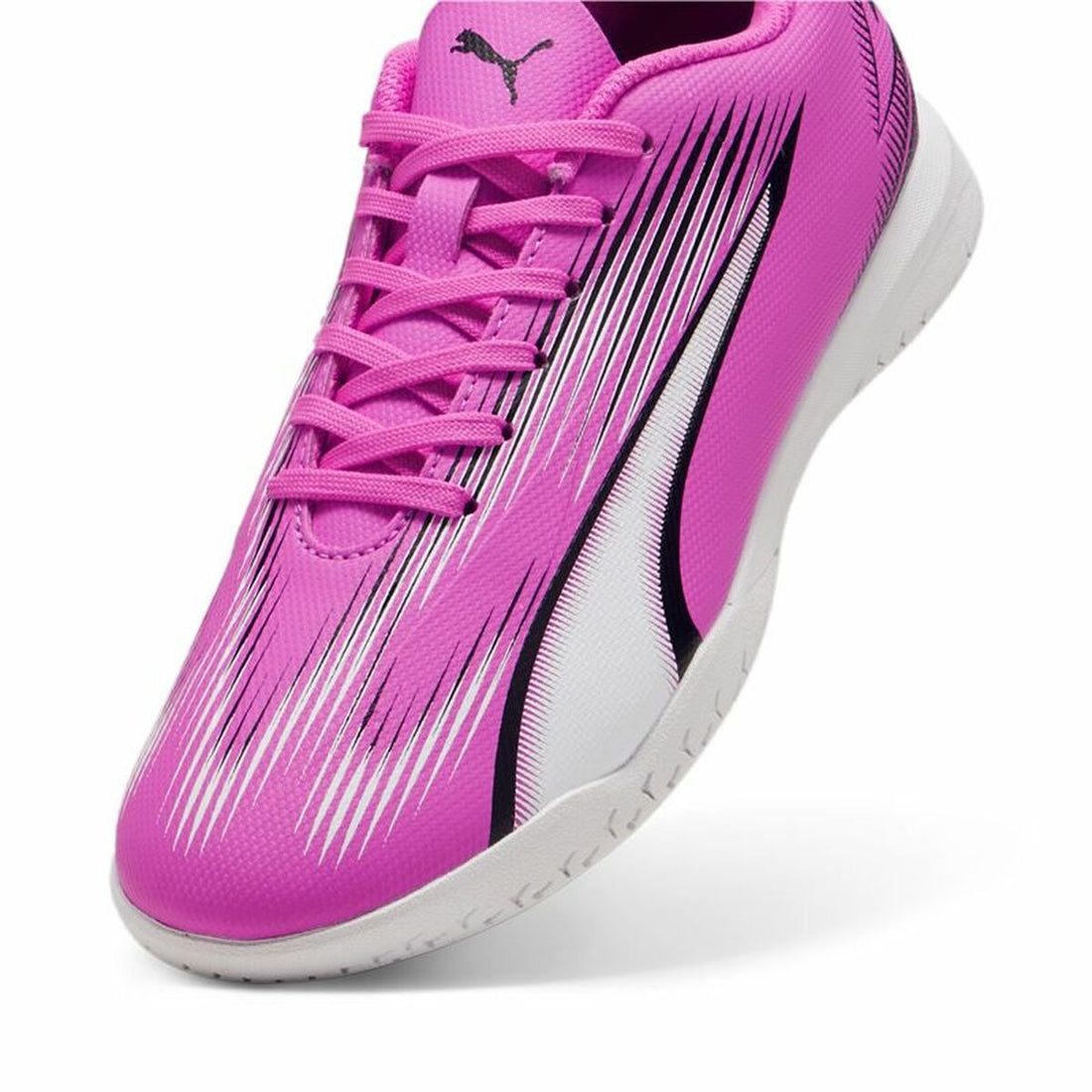 Puma Ultra Play Kinder-Hallenfußballschuhe Weiß/Pink – Detailansicht 2