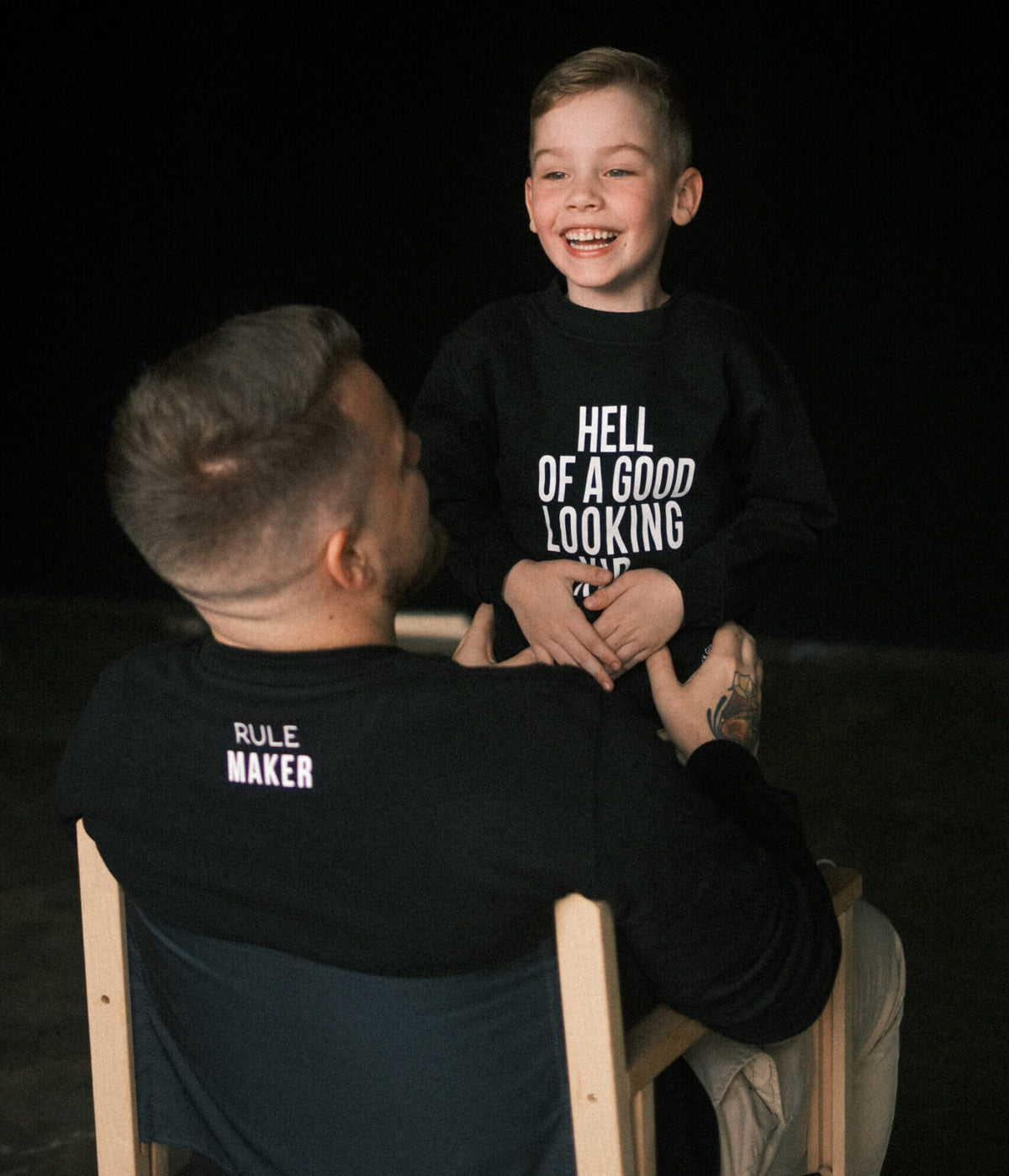 Partner-Sweatshirts für Vater und Kind – Schwarz – Produktansicht 3