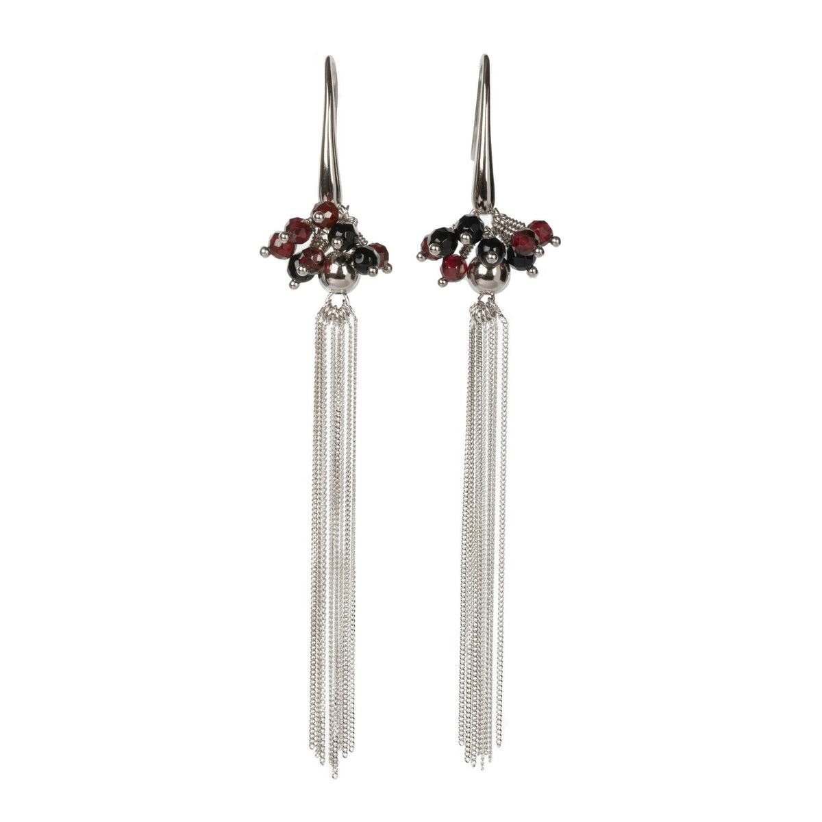 Cherie Black Tassel Ohrringe – Roségold und Silber – Produktansicht 2