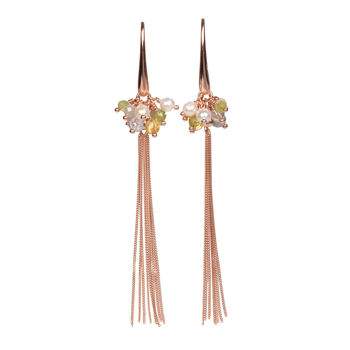 Cherie Color Tassel Ohrringe – Roségold und Silber