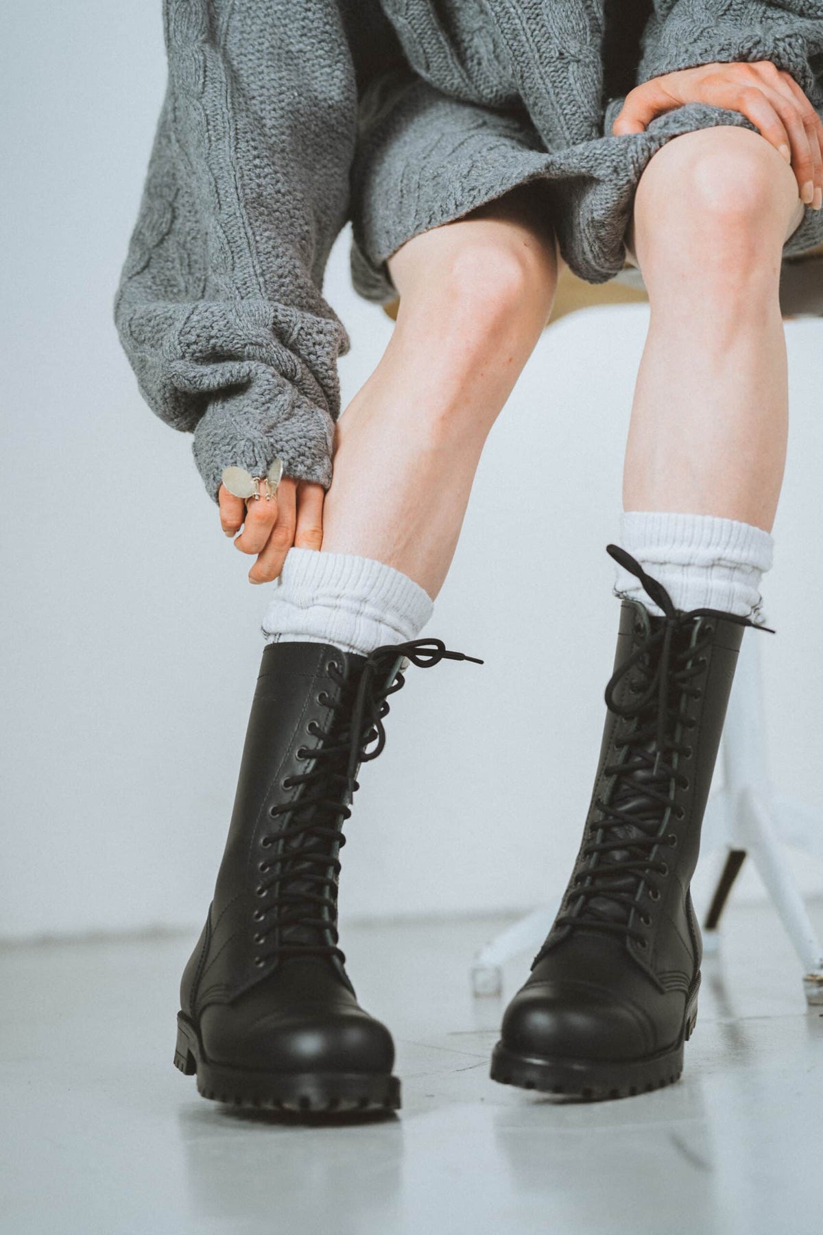 516 Hohe Fliegerstiefel Schwarz – Produktansicht 4