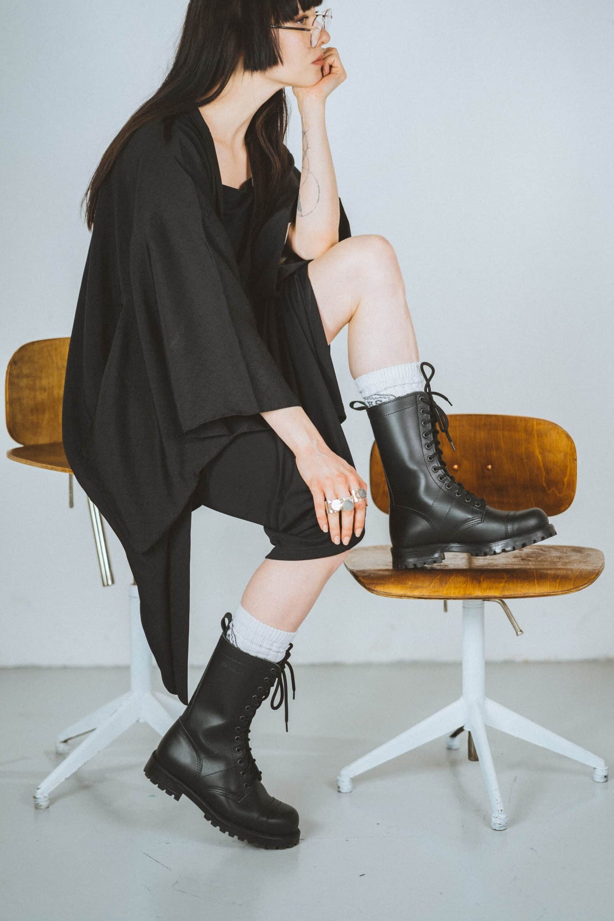 516 Hohe Fliegerstiefel Schwarz – Produktansicht 3