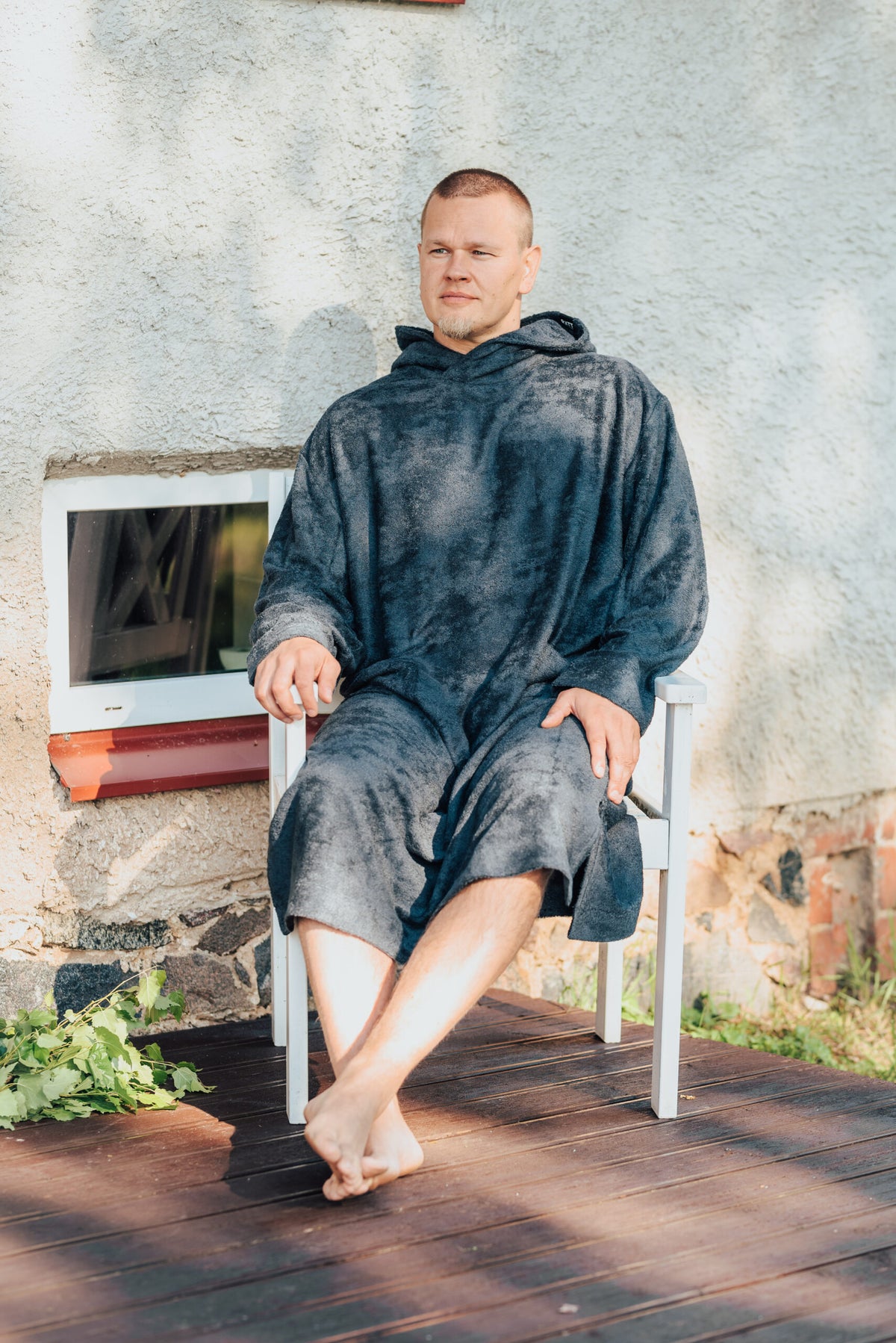 Langarm-Poncho für Erwachsene aus Bambus-Frottee – Produktansicht 3