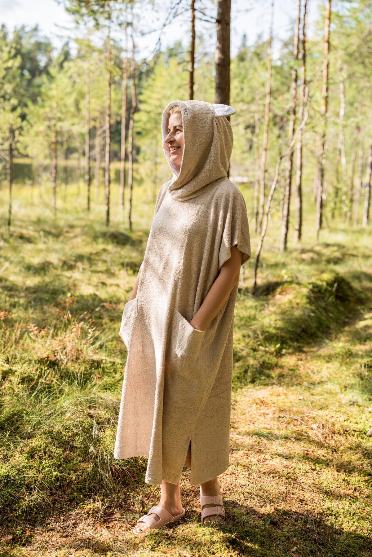 Kurzarm-Poncho TEDDY für Erwachsene aus Bambus-Frottee – Produktansicht 4