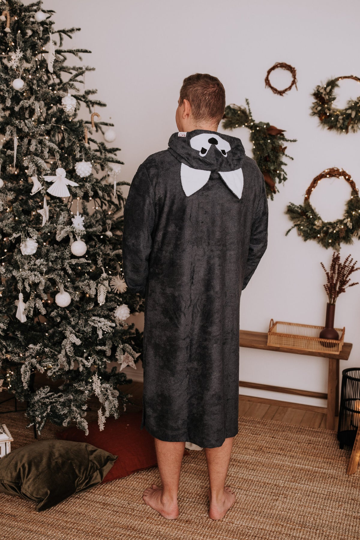 Long-Sleeve Poncho WOLF for Adults - Bamboo Terry
