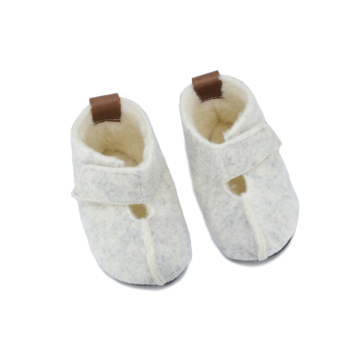 KAKU Kinderhausschuhe mit Schafwolle und Filz – Weiß – Produktansicht 2