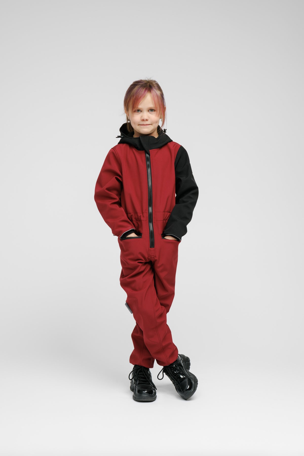Kinder-Softshell-Overall SUNSET RED – Produktansicht 5