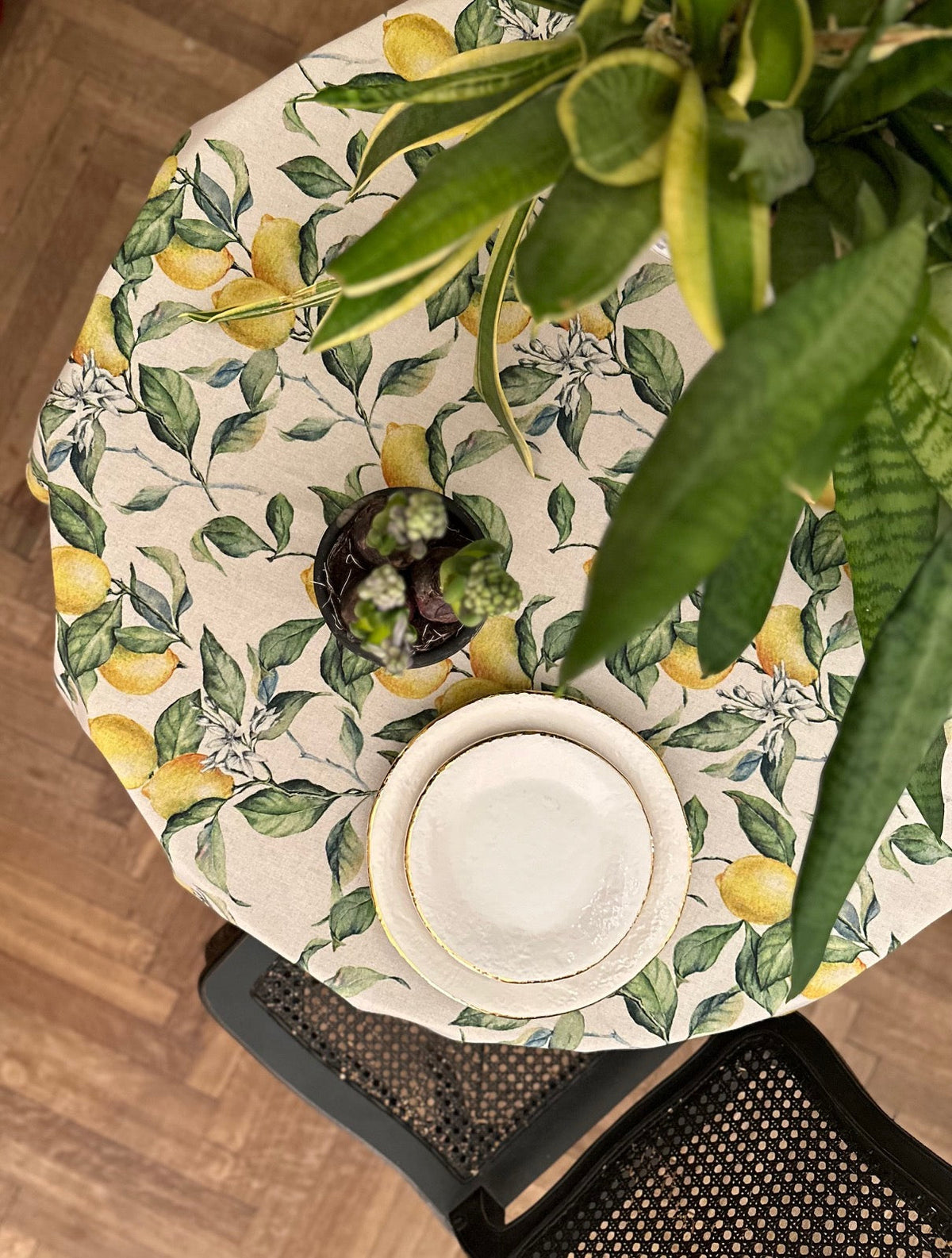 Runde Tischdecke – Lemon Linen – Produktansicht 3