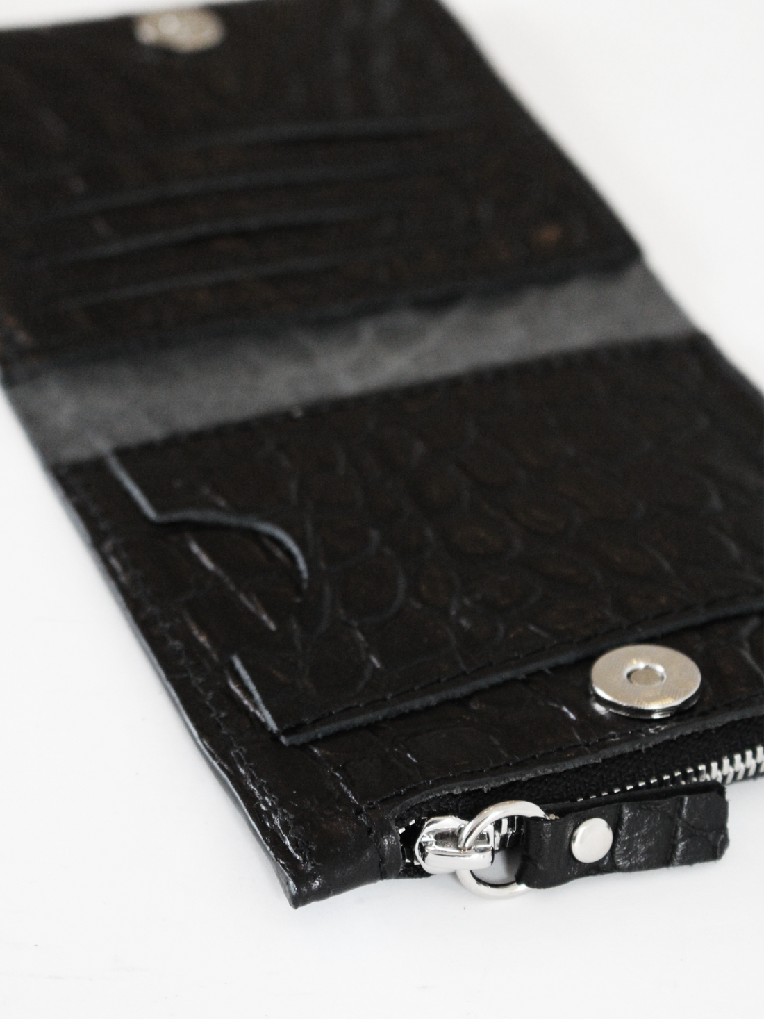 Klassische Leder-Geldbörse MINI TAAL – Schwarz Croco – Detailansicht 1