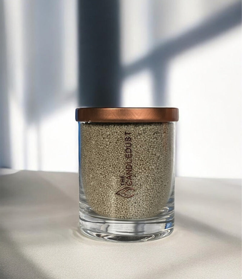 Duftfreie Pulverkerze im Glas – Olivgrün 160 g – Produktansicht 2