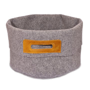 Wollfilz OmaKing Korb – Grau/Cognac