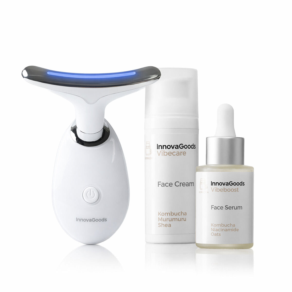 Pack Gesichtsmassager, Kombucha Gesichtsserum Vibeboost 30 ml und Kombucha Gesichtscreme Vibecare 50 ml
