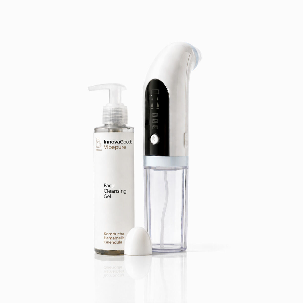 Set Gesichtsreinigungsgerät gegen Unreinheiten wiederaufladbar + Kombucha Gel 200 ml