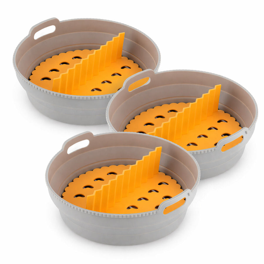 Set faltbare Silikonkörbe mit Griffen und Trennern für Heißluftfritteuse  (3 Stk.)