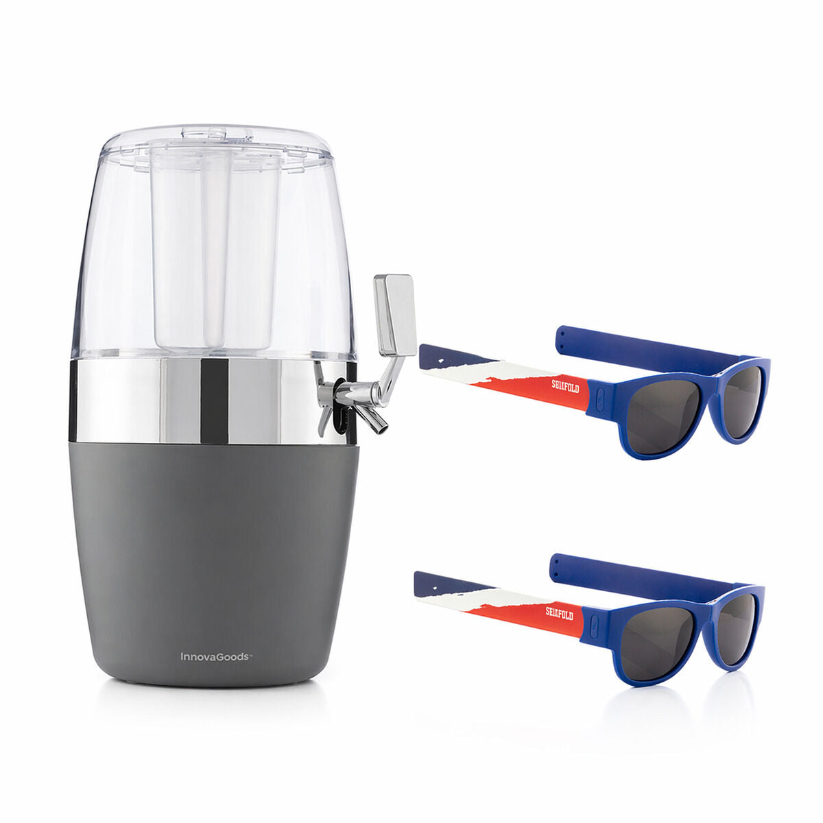 Set Bierspender mit Kühlung  und 2 rollbare Sonnenbrillen Sunfold France