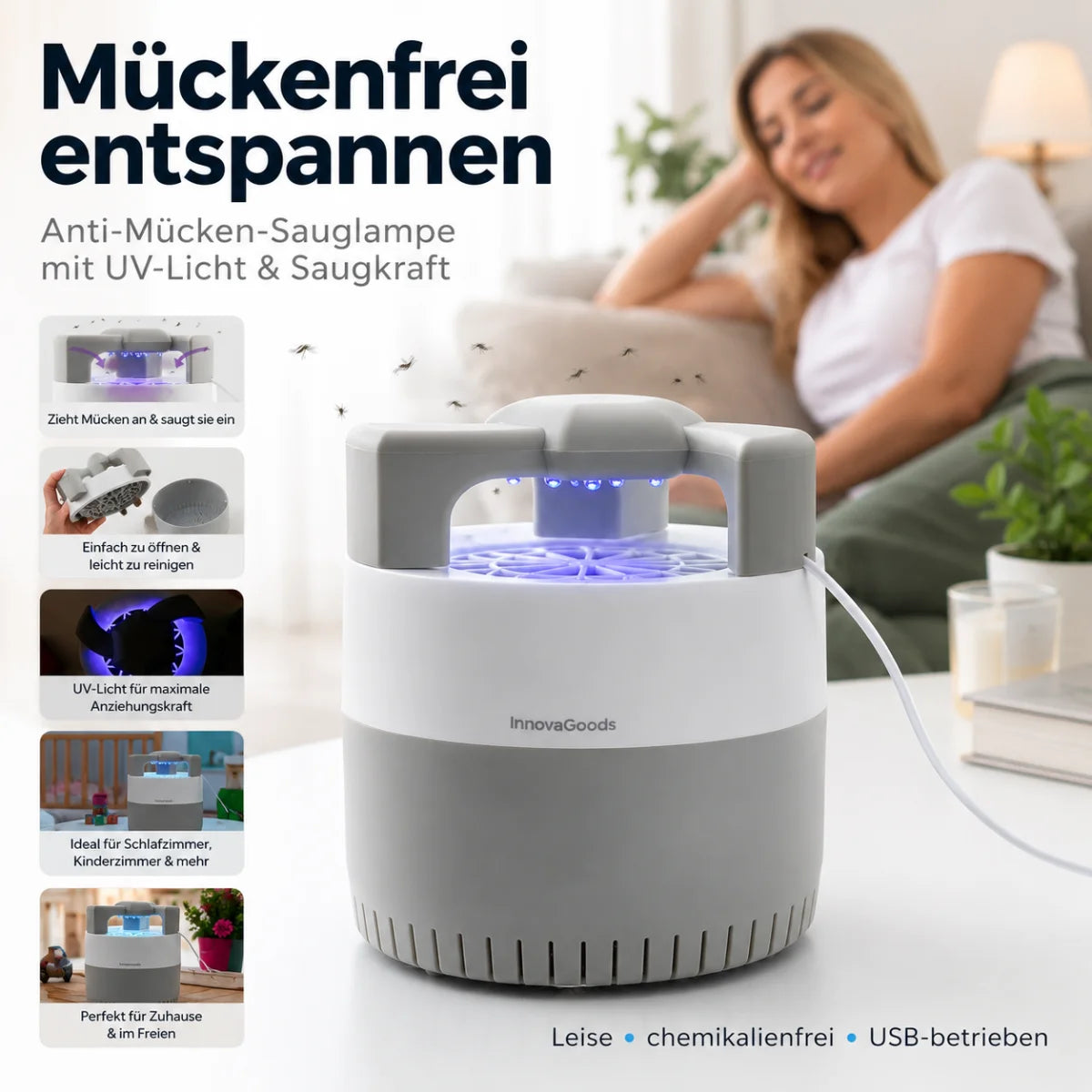 Anti-Mücken-Sauglampe mit UV-Licht und USB – Produktansicht 2
