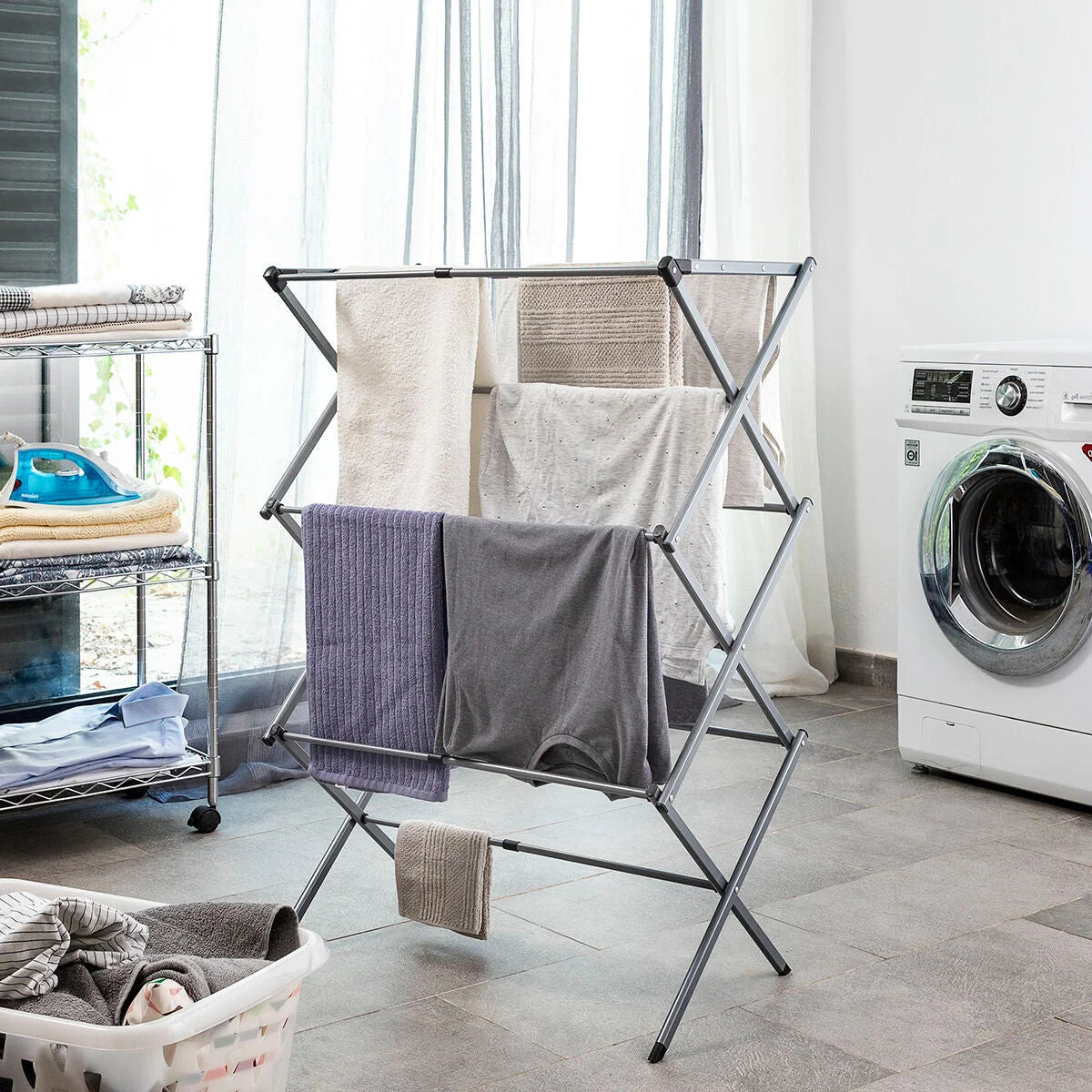 Ausziehbarer Metall Wäscheständer Cloxy 3 Höhenstufen