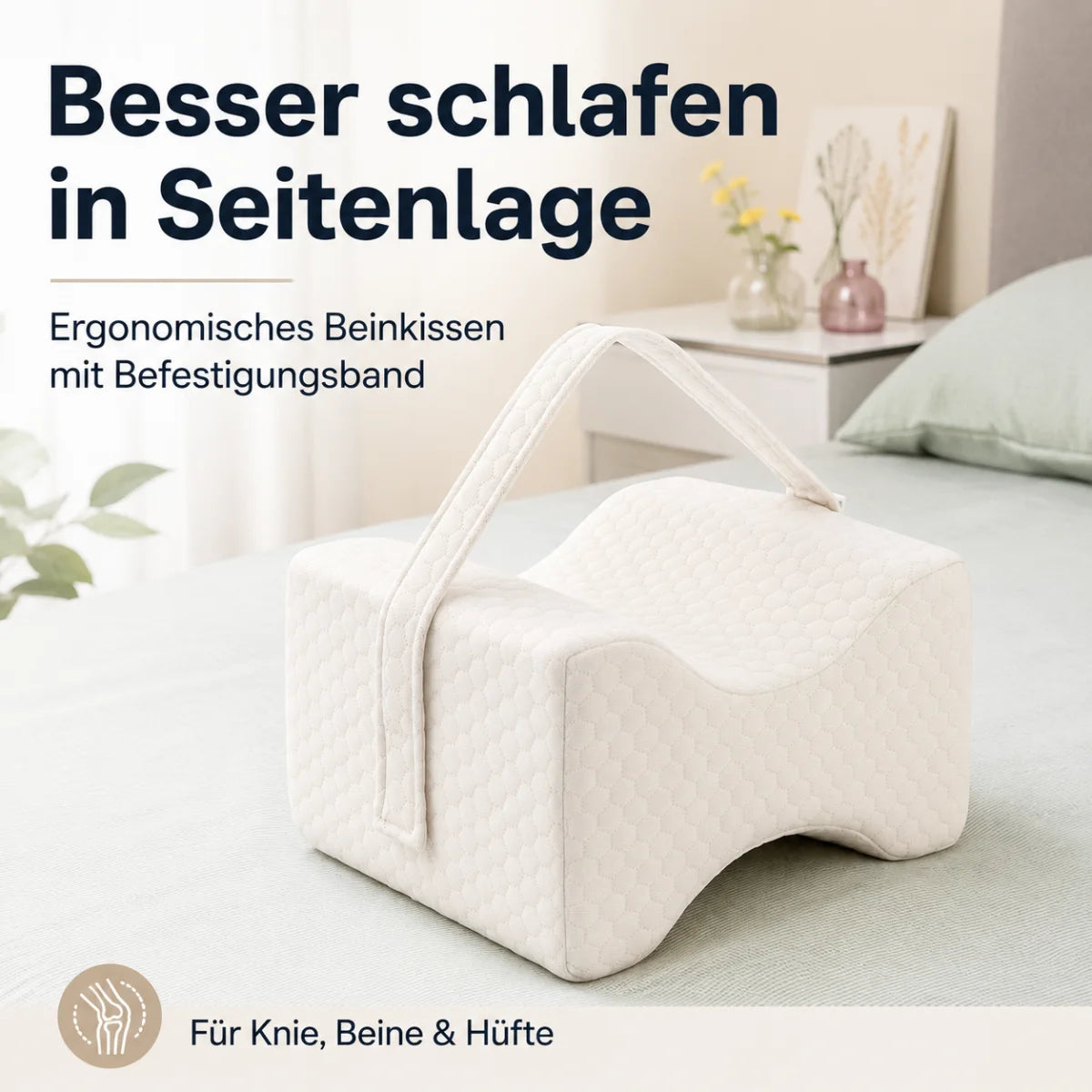 Beinkissen für Seitenschläfer mit Befestigungsband – Produktansicht 2